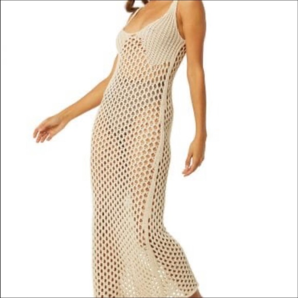 Misa Los Angeles Ursula Tank Crochet Midi Slip Dress Natural / Ivory Medium M - Picture 4 of 9